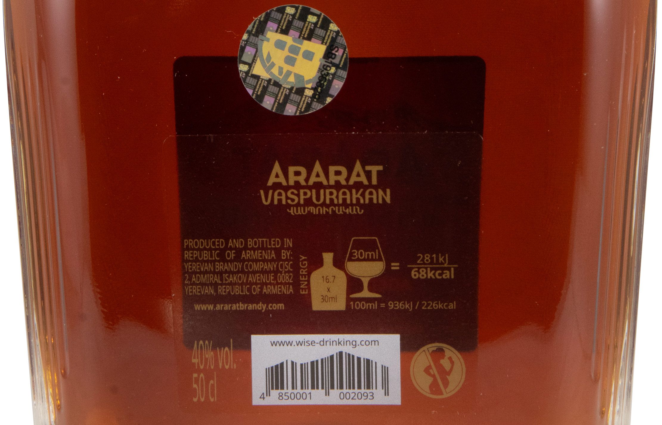 Brandy Ararat Vaspurakan 15 anos 50cl