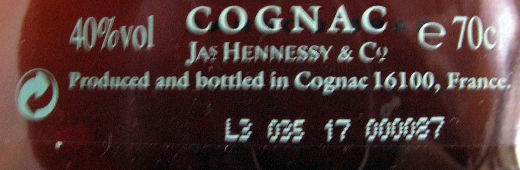 Cognac Hennessy Paradis Vintage