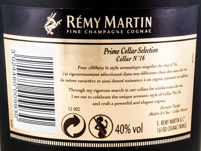 Cognac Rémy Martin Cellar N.º 16 Prime Cellar Selection 1L