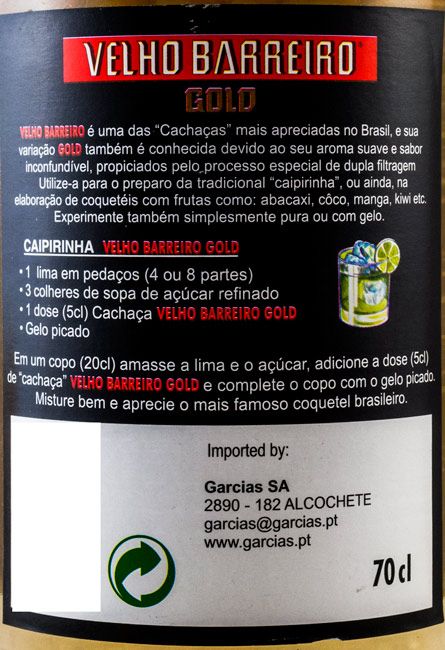 Cachaça Velho Barreiro Gold