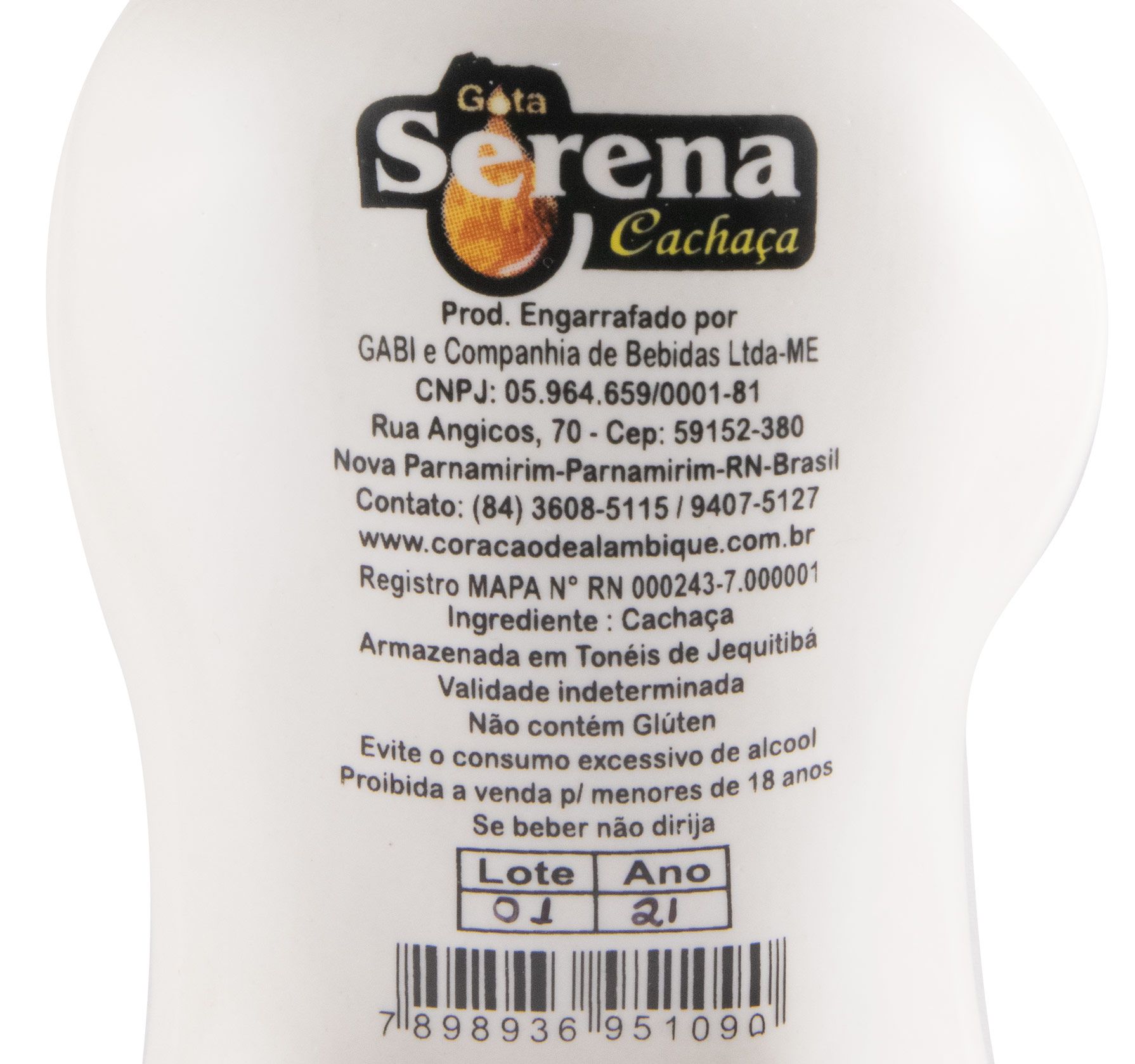 Cachaça Gota Serena (garrafa em cerâmica)
