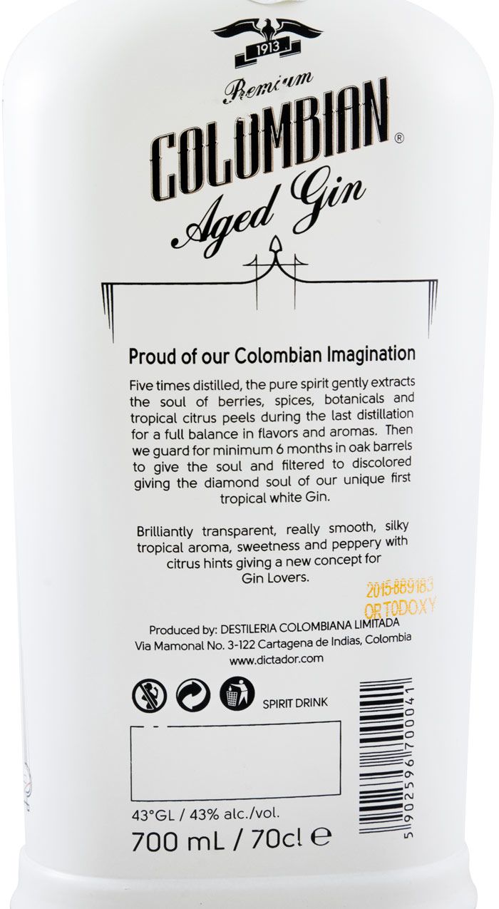 Gin Dictador Colombian Aged White Ortodoxy