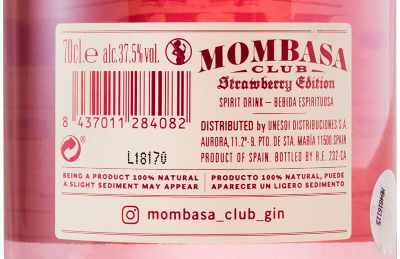 Gin Mombasa Club Strawberry Edition