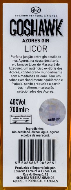 Gin Liqueur Goshawk Azores Passion Fruit