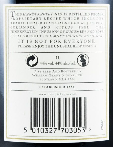 Gin Hendrick's Cucumber Hothouse 1L