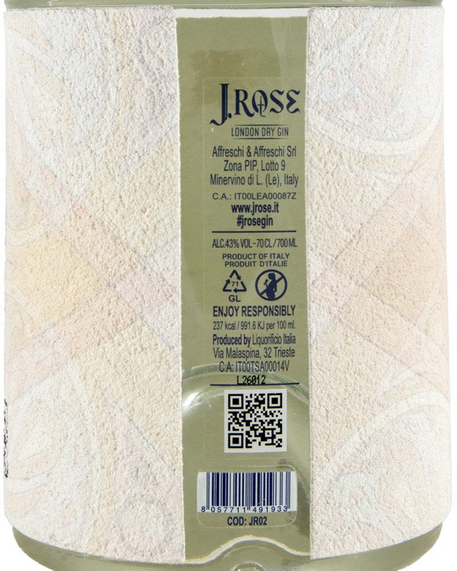 Gin J.Rose JR02 Artesanal London Dry