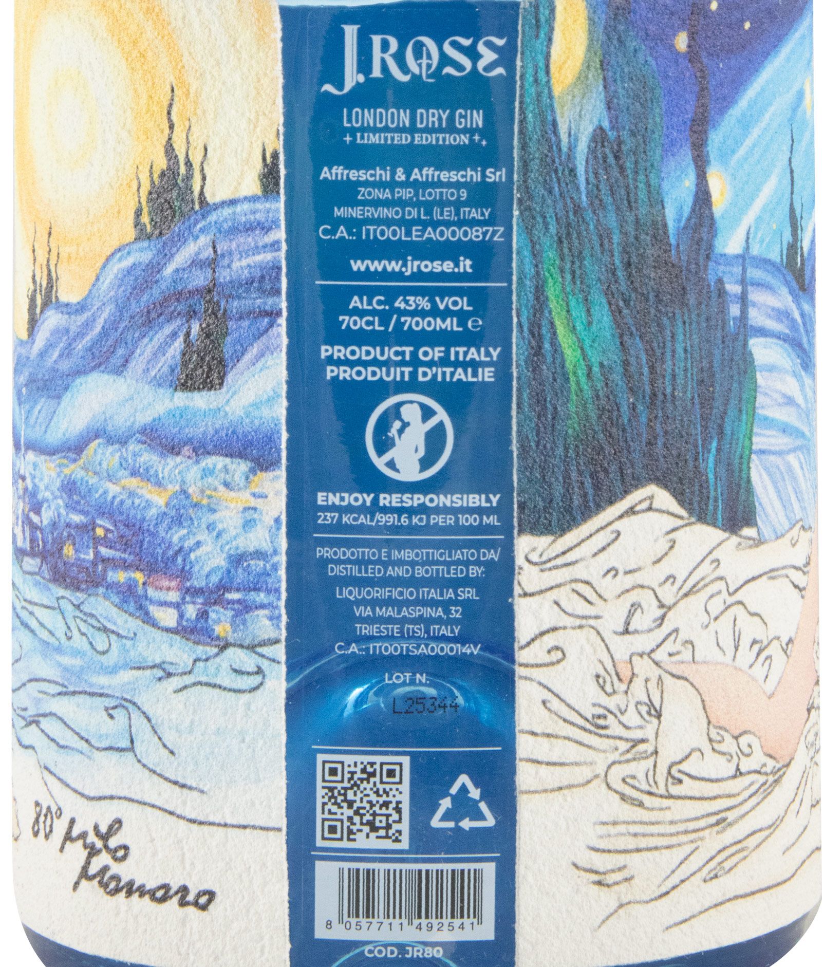Gin J.Rose JR80 Artesanal London Dry Edição Limitada