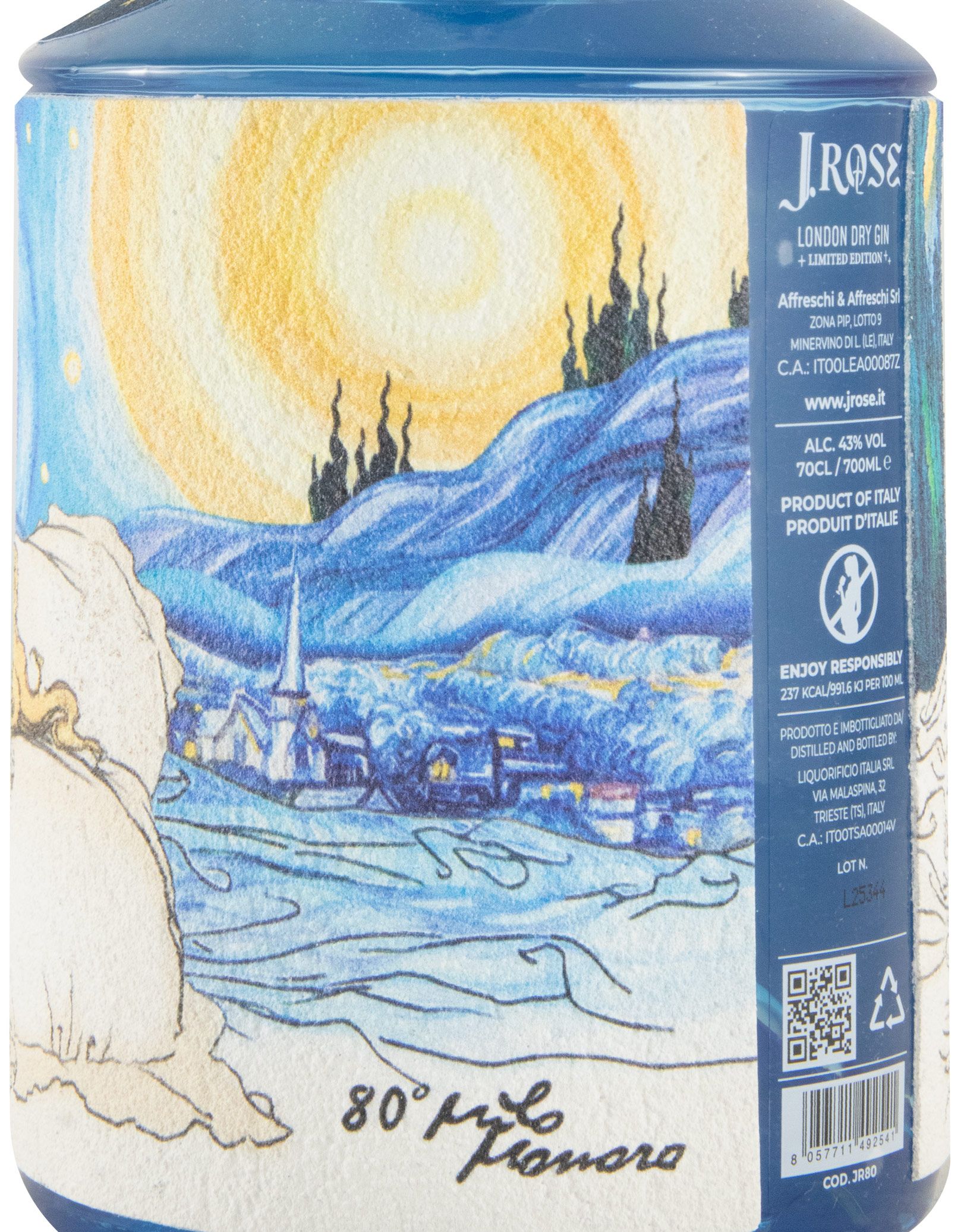 Gin J.Rose JR80 Artesanal London Dry Edição Limitada