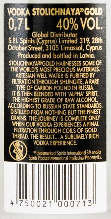 Vodka Stolichnaya Gold