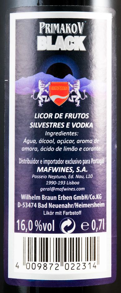 Vodka Primakov Black 70cl