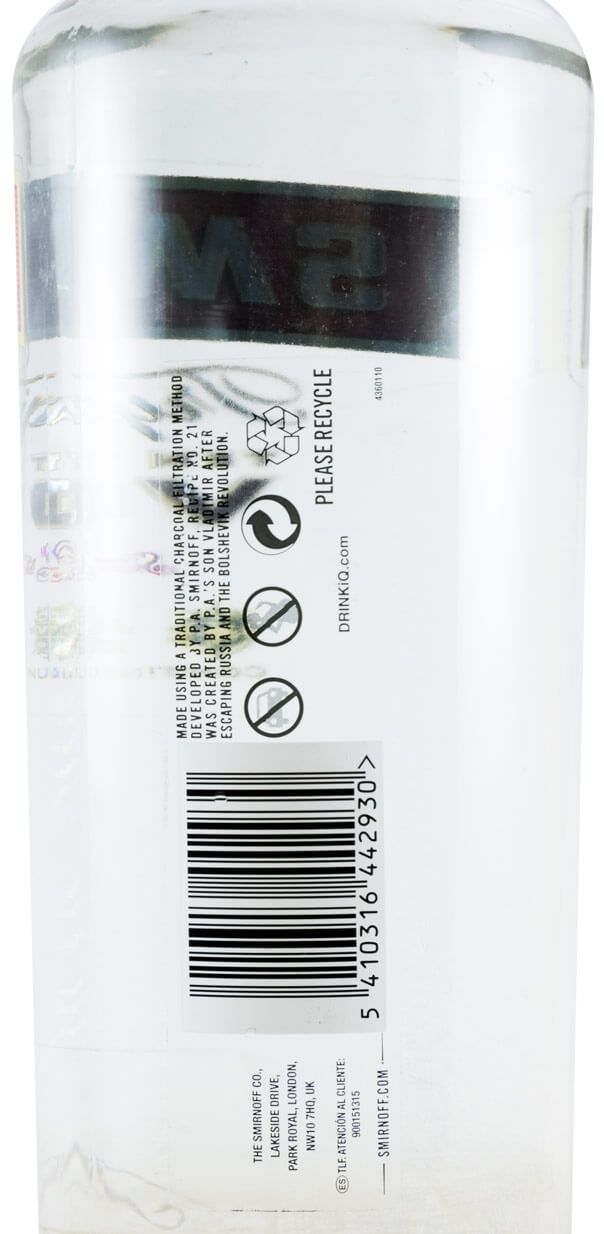 Vodka Smirnoff Triple Distilled 1L