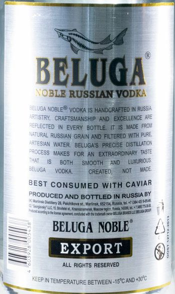 Vodka Beluga Noble Russian 6L