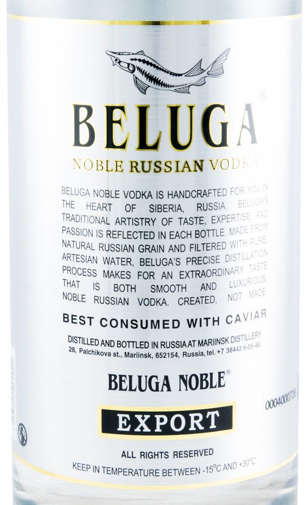 Vodka Beluga Noble Russian c/Copo