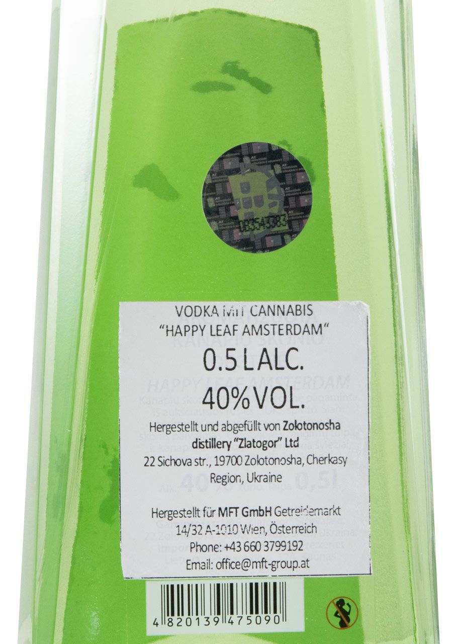 Vodka Happy Leaf Amsterdam Cannabis Taste 50cl