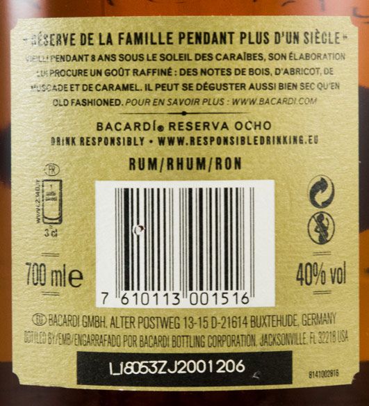 Rum Bacardí Reserva 8 anos