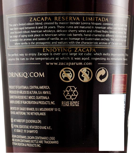 2015 Rum Zacapa Centenario Reserva Limitada