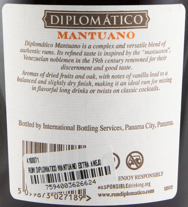 Rum Diplomático Mantuano Extra Añejo
