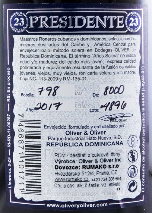 Rum Presidente Marti 23 years Solera