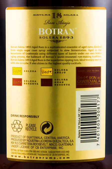 Rum Botran Sistema Solera 18 years