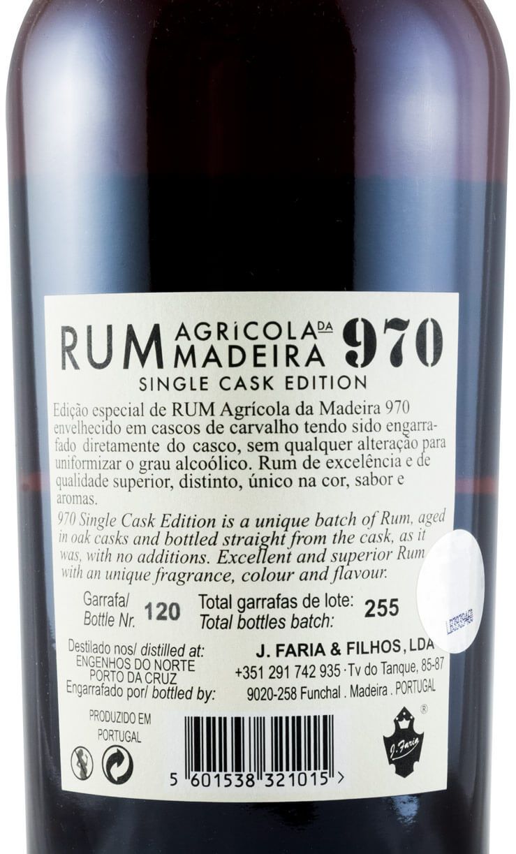 2008 Rum Agrícola da Madeira 970 Single Cask Edition Pipa 101