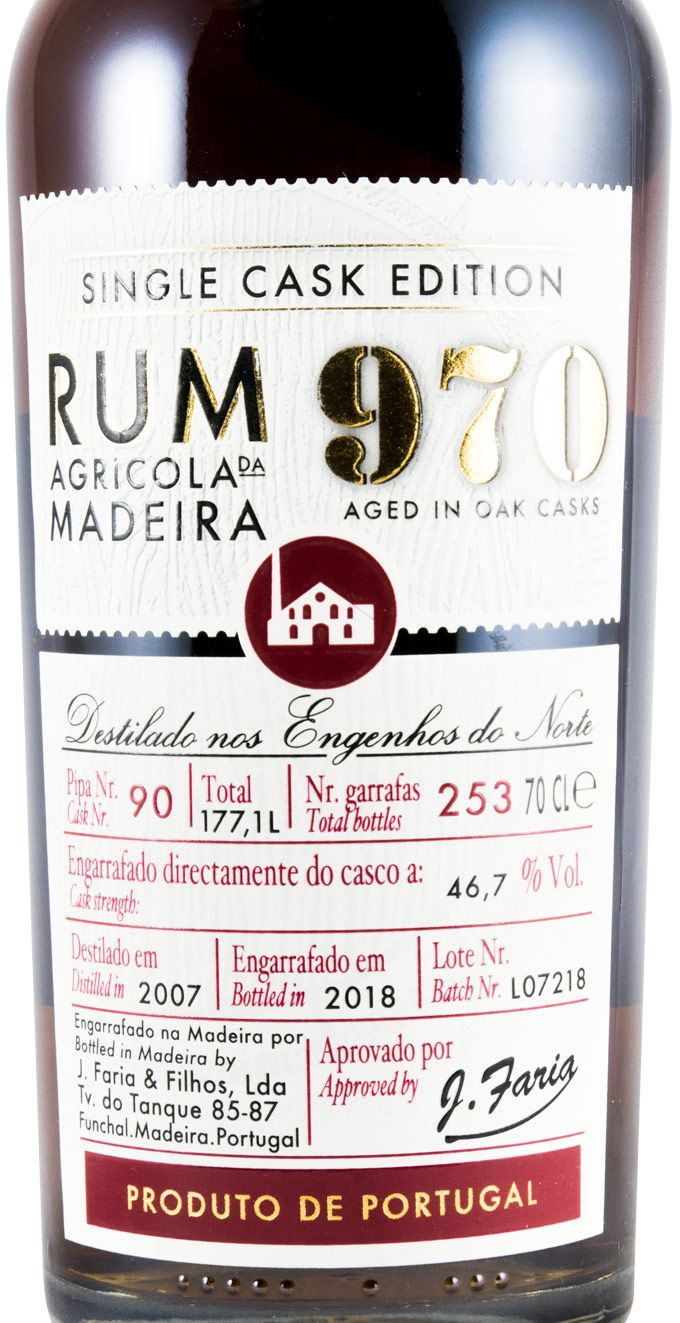 2007 Rum Agrícola da Madeira 970 Single Cask Edition