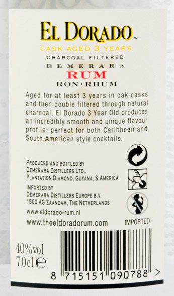 Rum El Dorado 3 anos