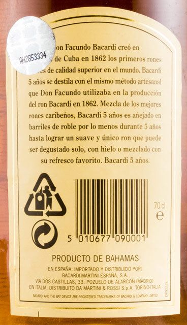 Rum Bacardi 5 years Anejo Superior