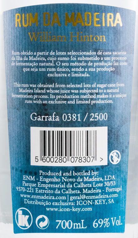 Rum Agrícola da Madeira William Hinton Natural Edição Limitada