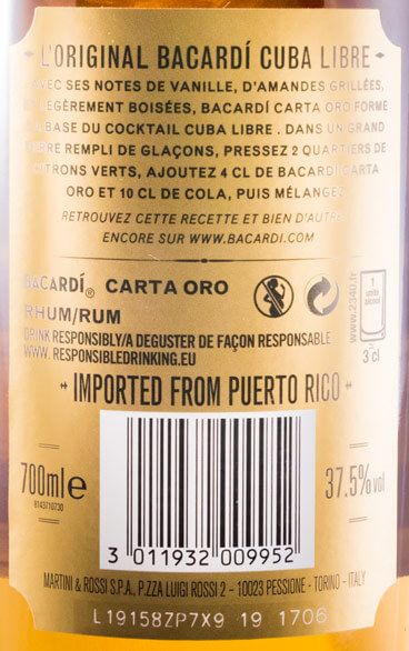 Rum Bacardí Carta Oro