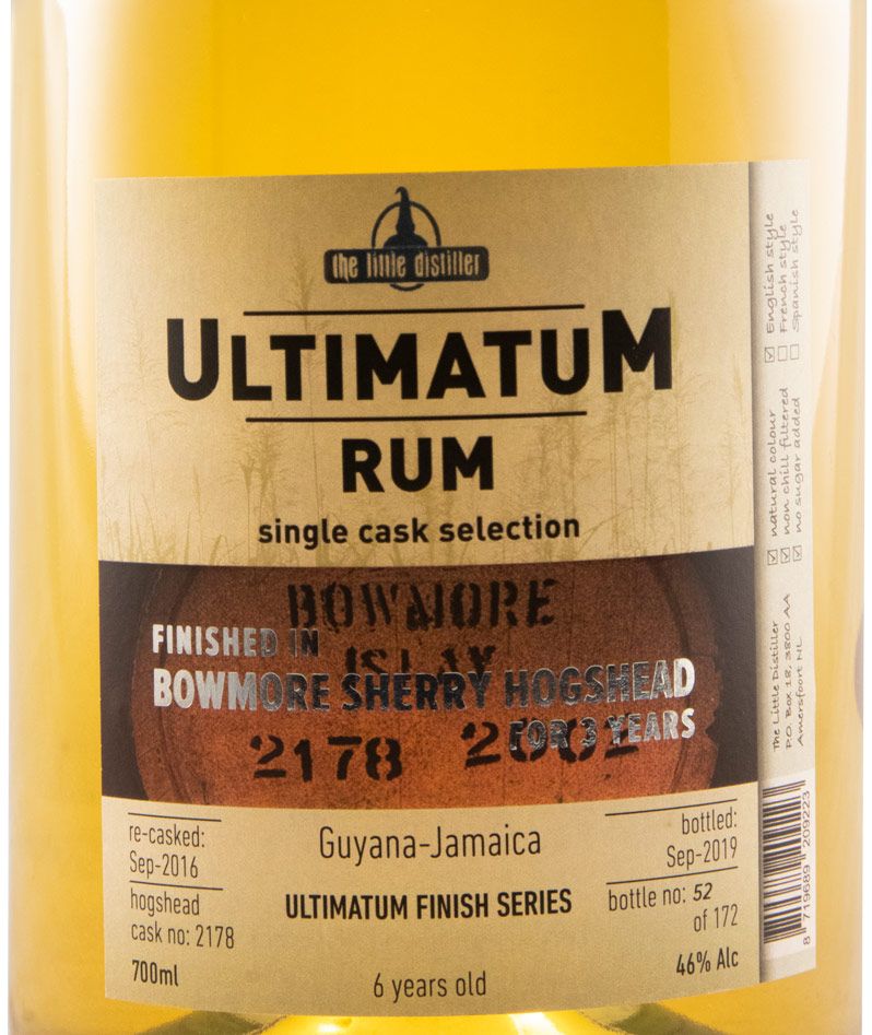 Rum Ultimatum 3 years Single C. Guyana Jamaica Bowmore Sherry Hogshead