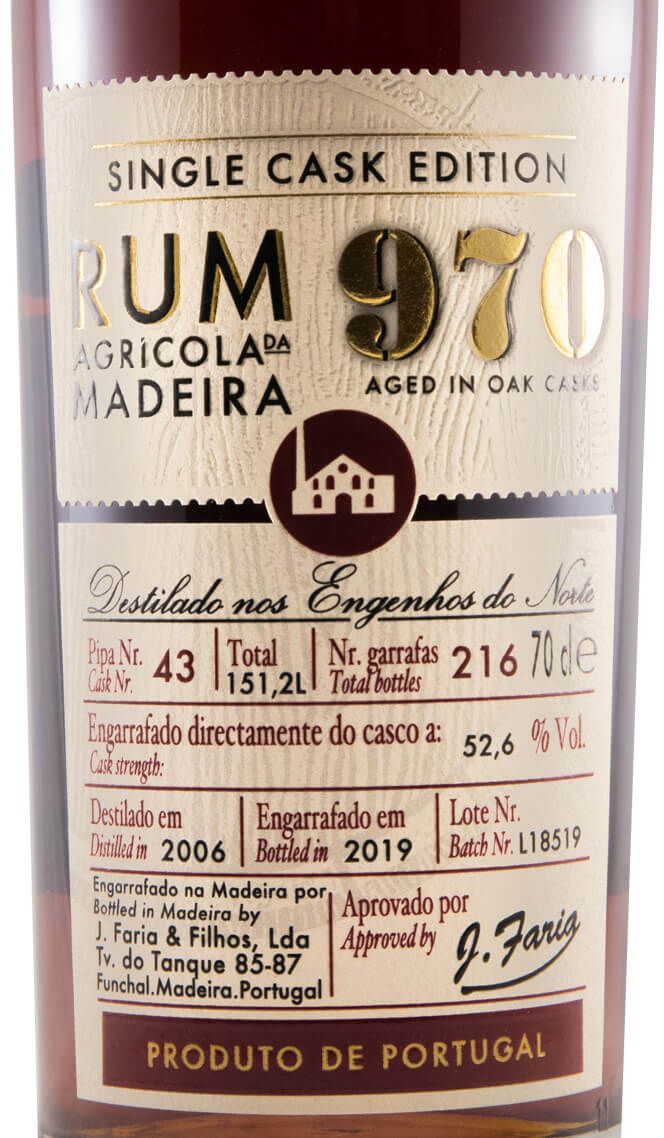2006 Rum Agrícola da Madeira 970 Single Cask Edition Pipa 43