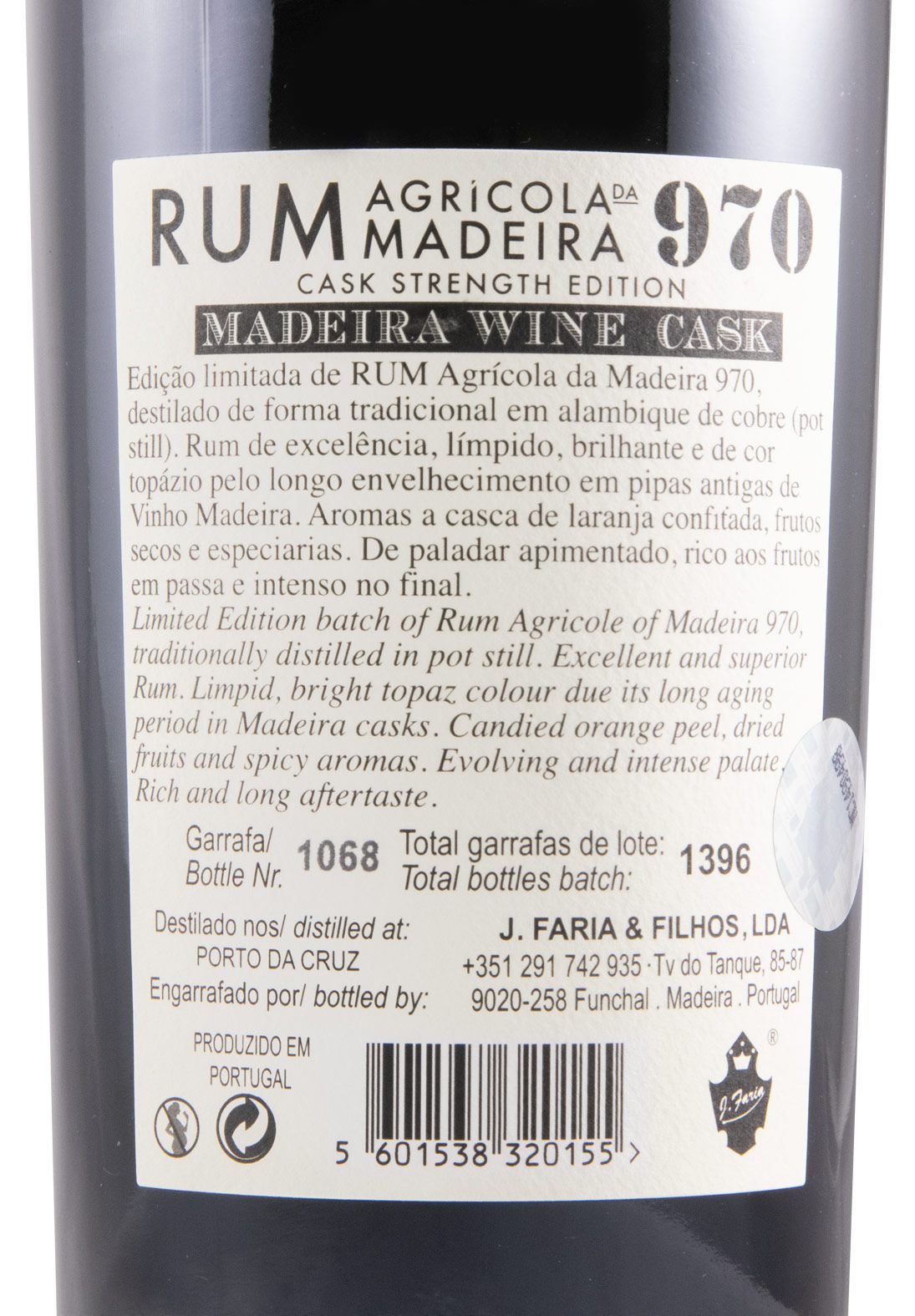 Rum Agrícola da Madeira 970 Cask Strenght 15 anos 50.9%