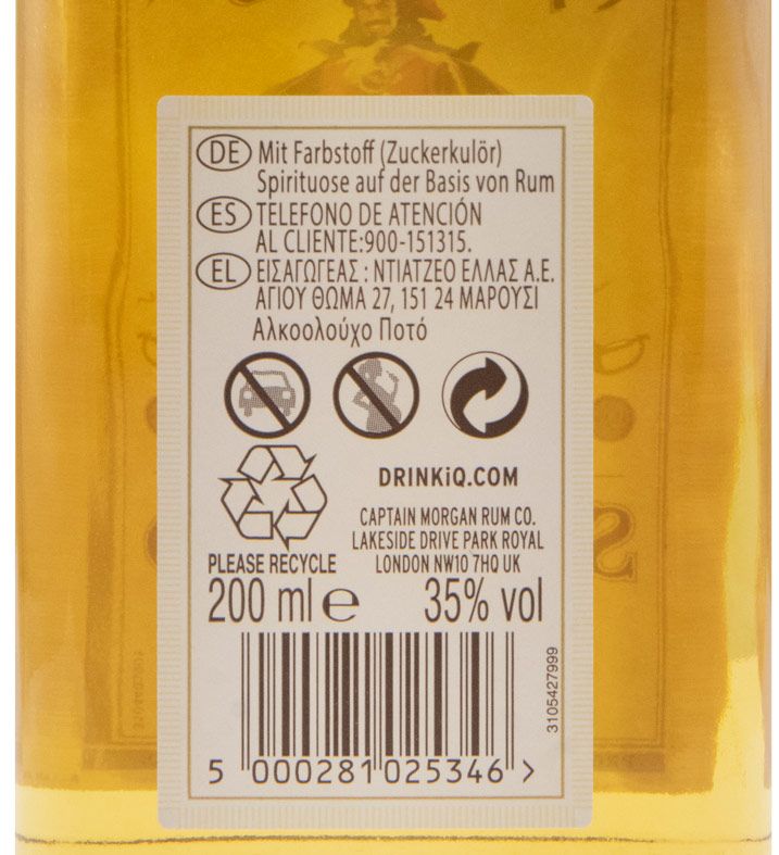 Flask Rum Captain Morgan Spiced Gold 20cl