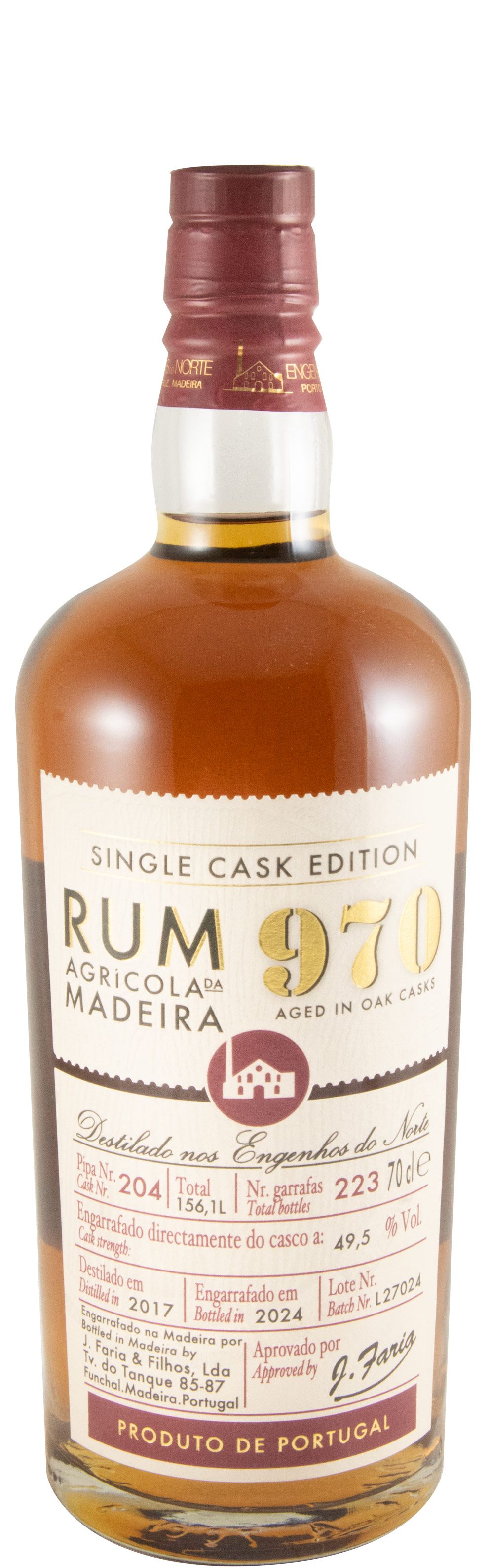 2017 Rum Agrícola da Madeira 970 Single Cask Edition Pipa 204