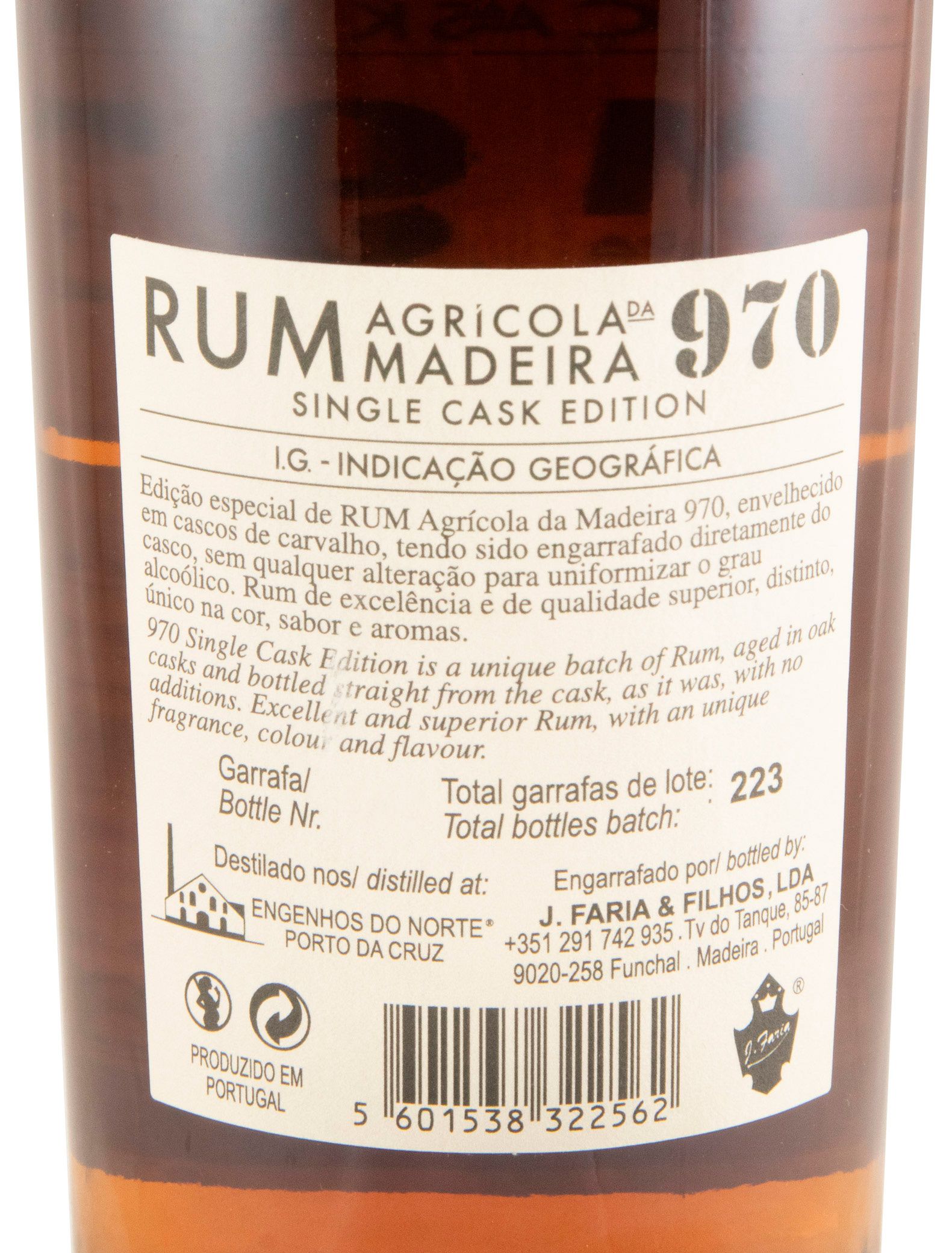 2017 Rum Agrícola da Madeira 970 Single Cask Edition Pipa 204