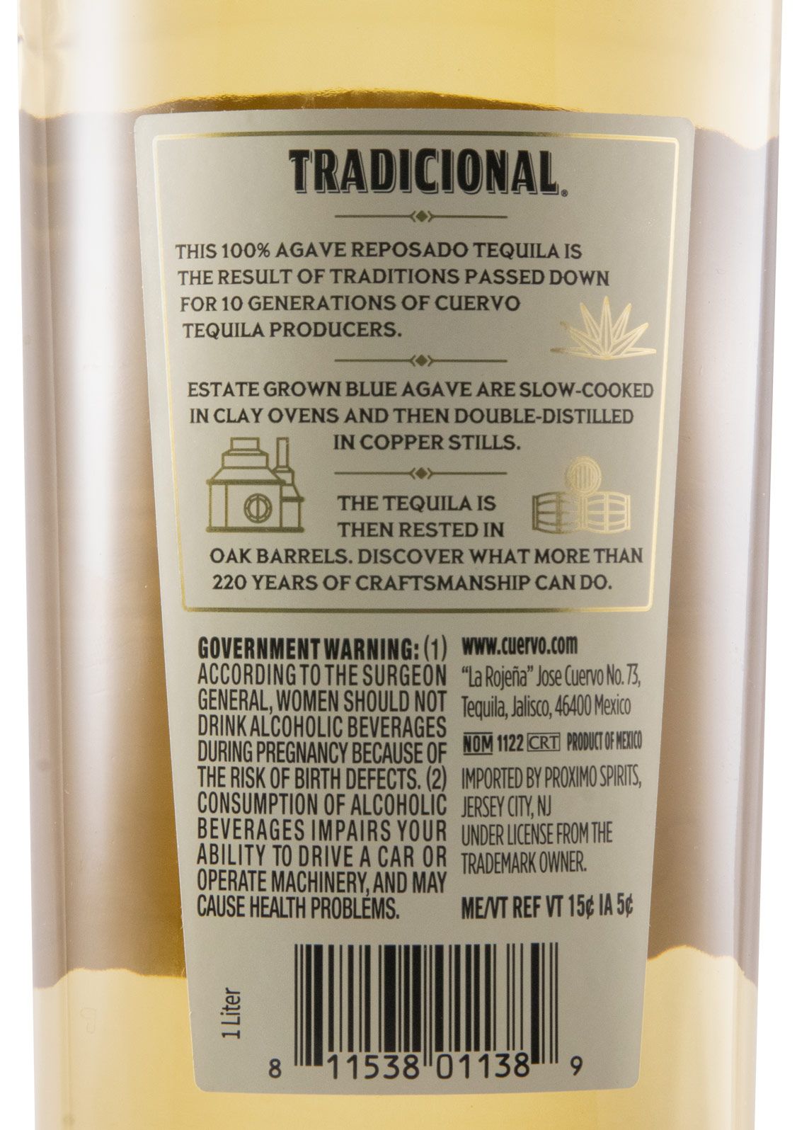 Tequila Jose Cuervo 100% Agave Reposado Tradicional 1L