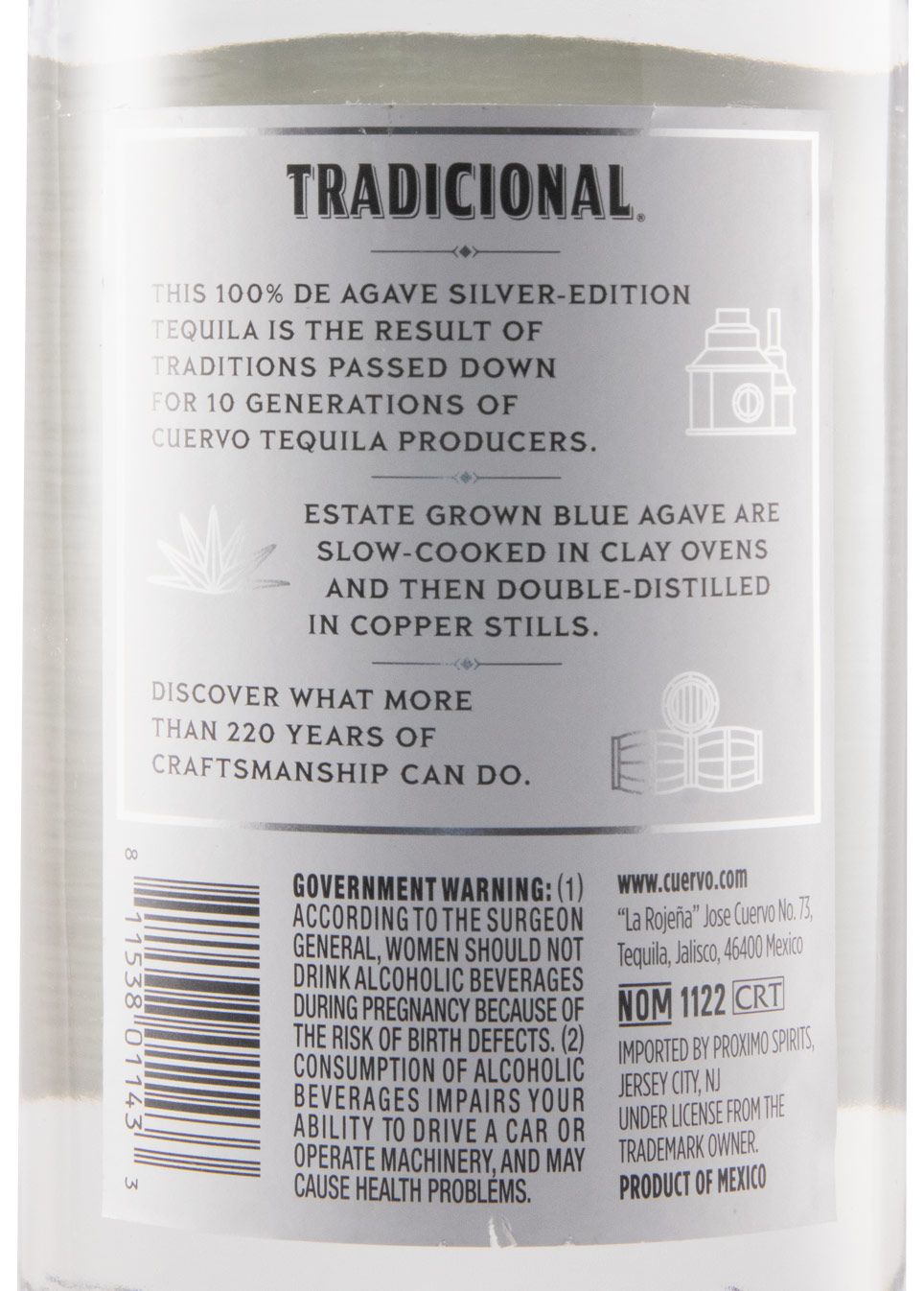 Tequila Jose Cuervo 100% Agave Silver Tradicional 1L