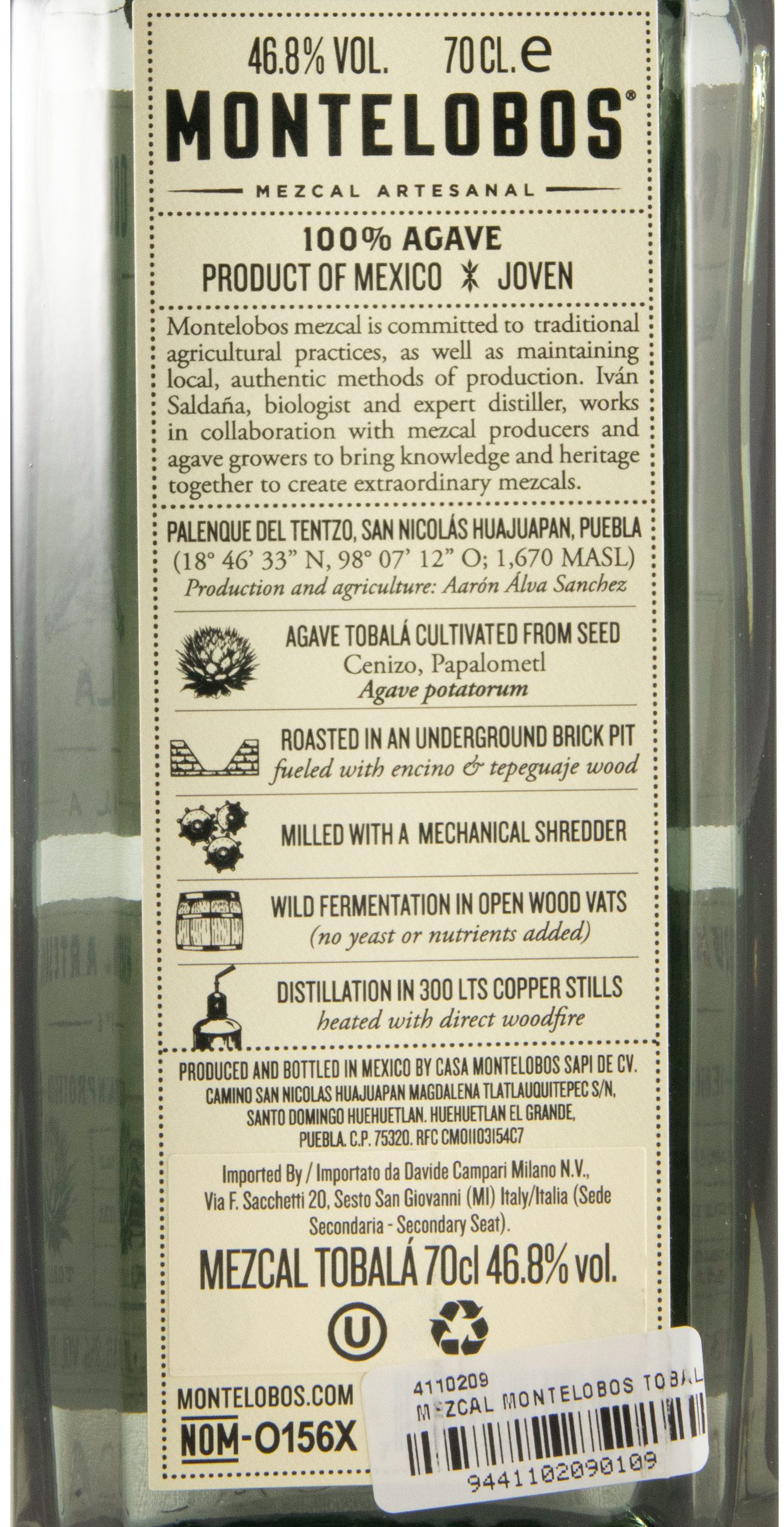 Mezcal Montelobos Tobalá