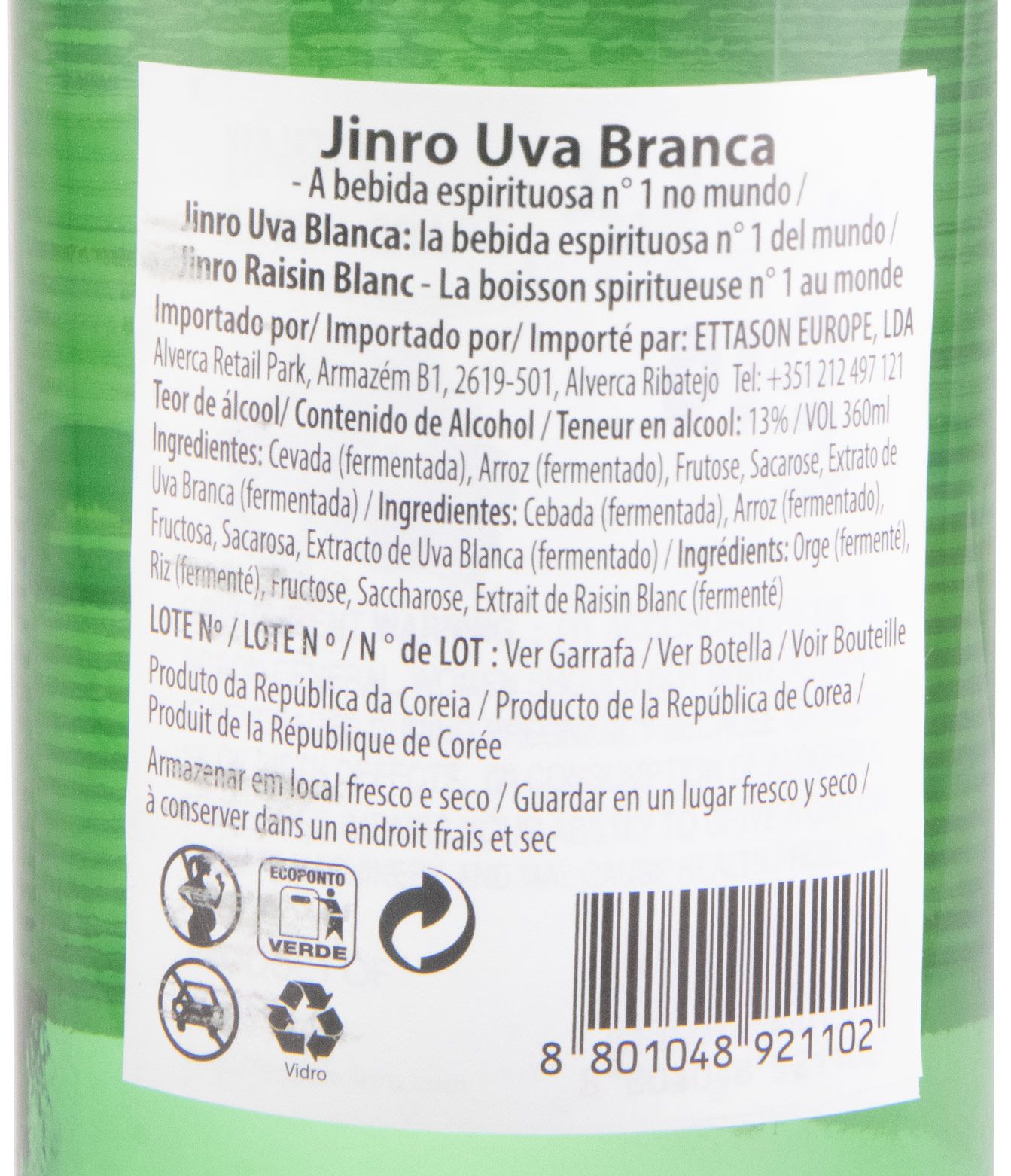 Soju Jinro Green Grape 36cl
