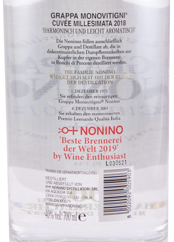 2018 Grappa Nonino Millesimata Cuvée
