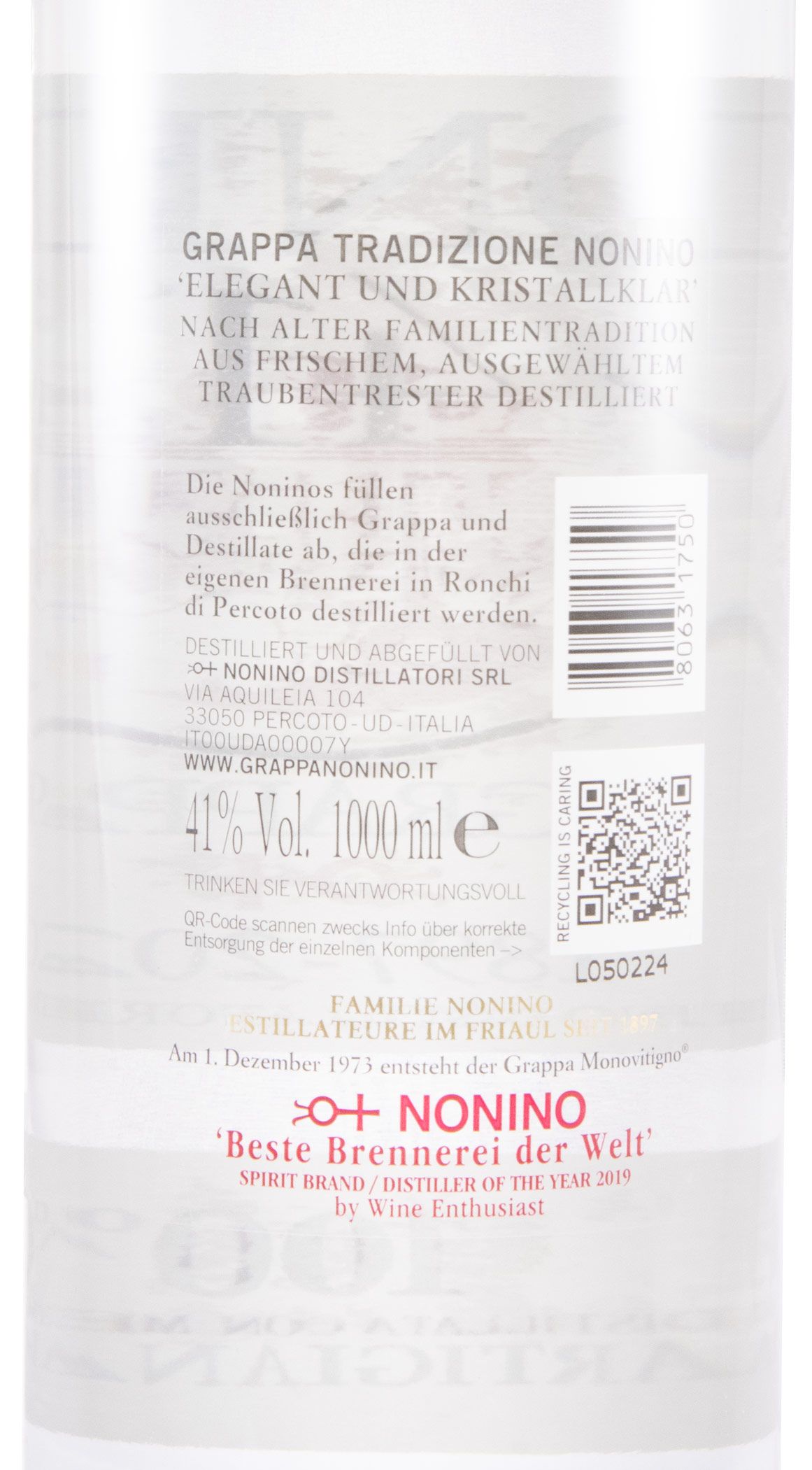 Grappa Nonino Tradizione 125 Anni 1L