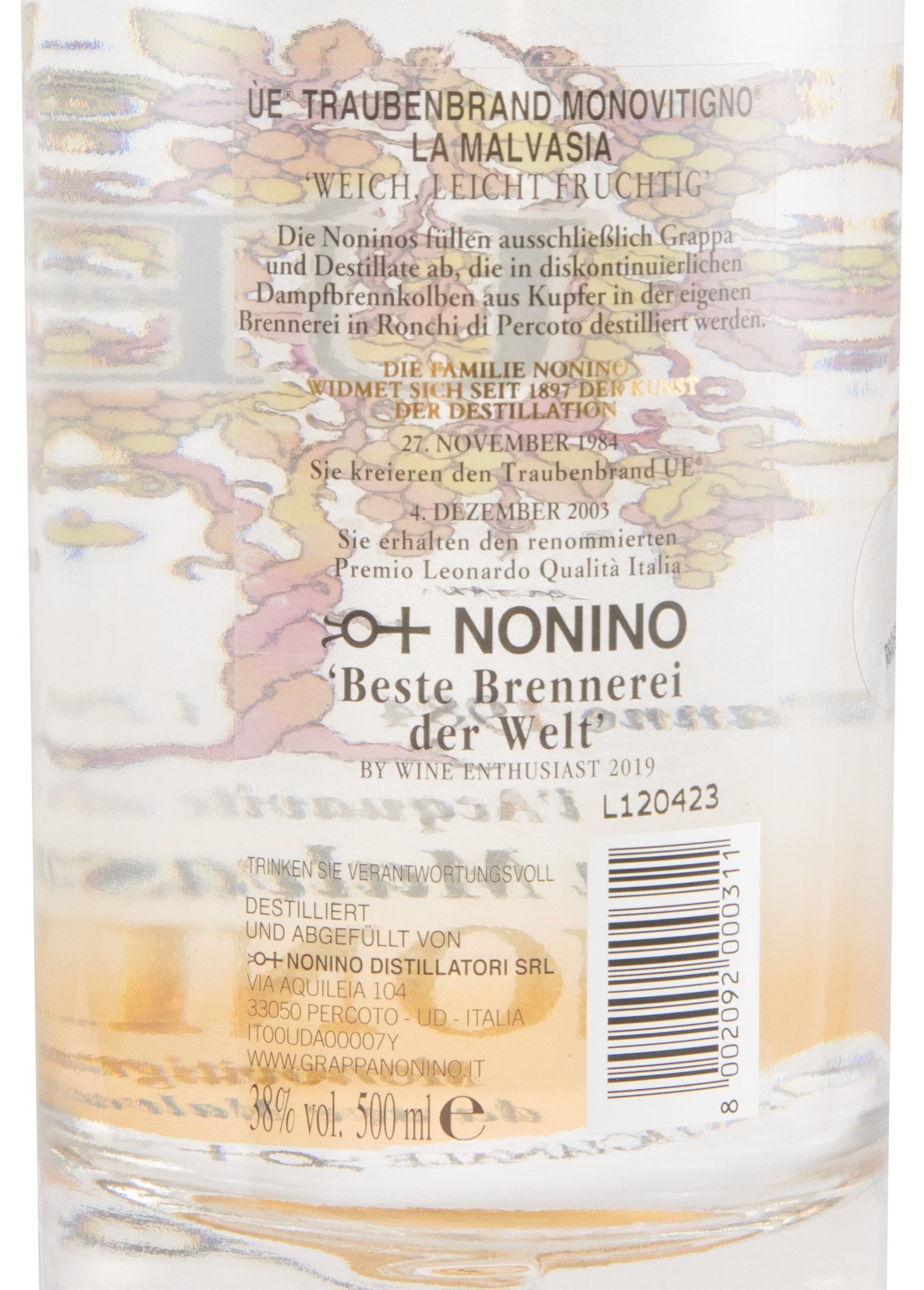 Grappa Nonino Monovitigno ÙE la Malvasia 50cl