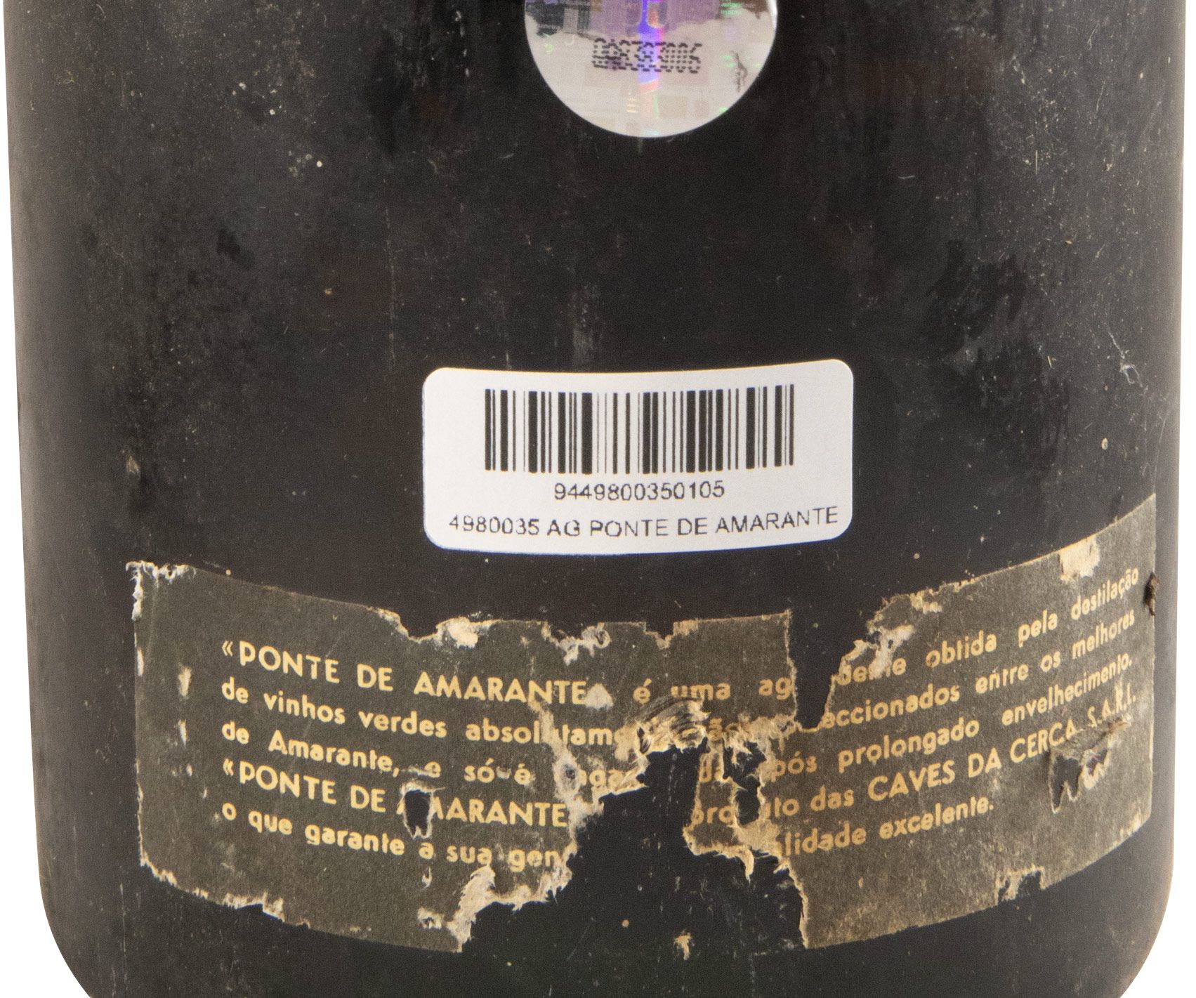 Aguardente Vínica Ponte de Amarante Velha (rótulo danificado) 91cl