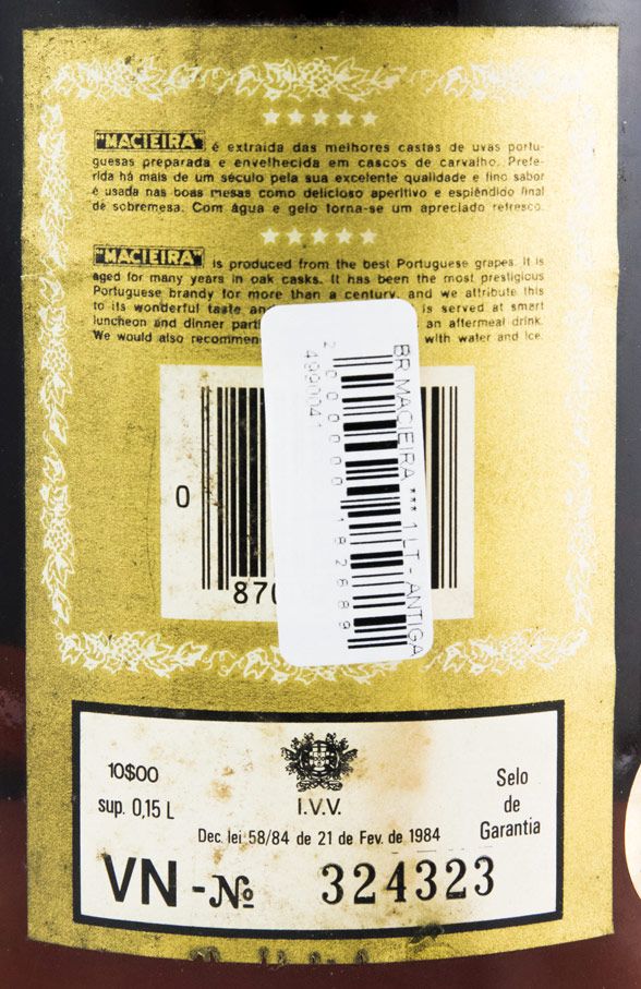 Brandy Macieira 5 Estrelas (garrafa antiga) 1L