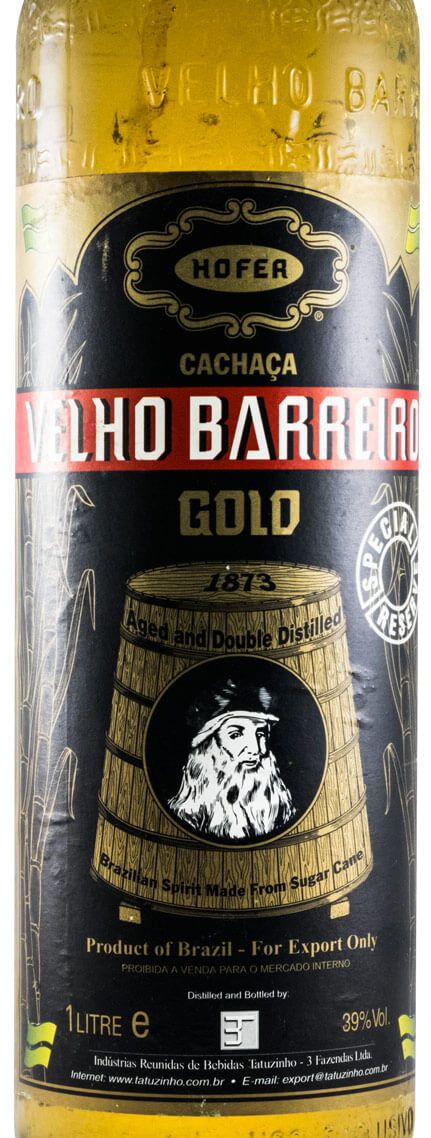 Cachaça Velho Barreiro Gold 1L