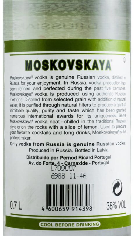 Vodka Moskovskaya (former bottle)