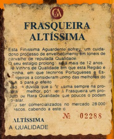 Aguardente Altíssima Frasqueira VO 75cl