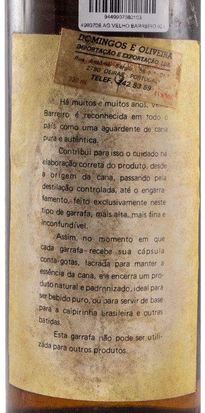 Cachaça Velho Barreiro 92cl
