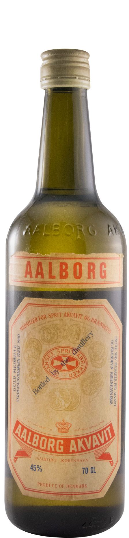 Aguardente Aalborg Akvavit Taffel (rótulo antigo)
