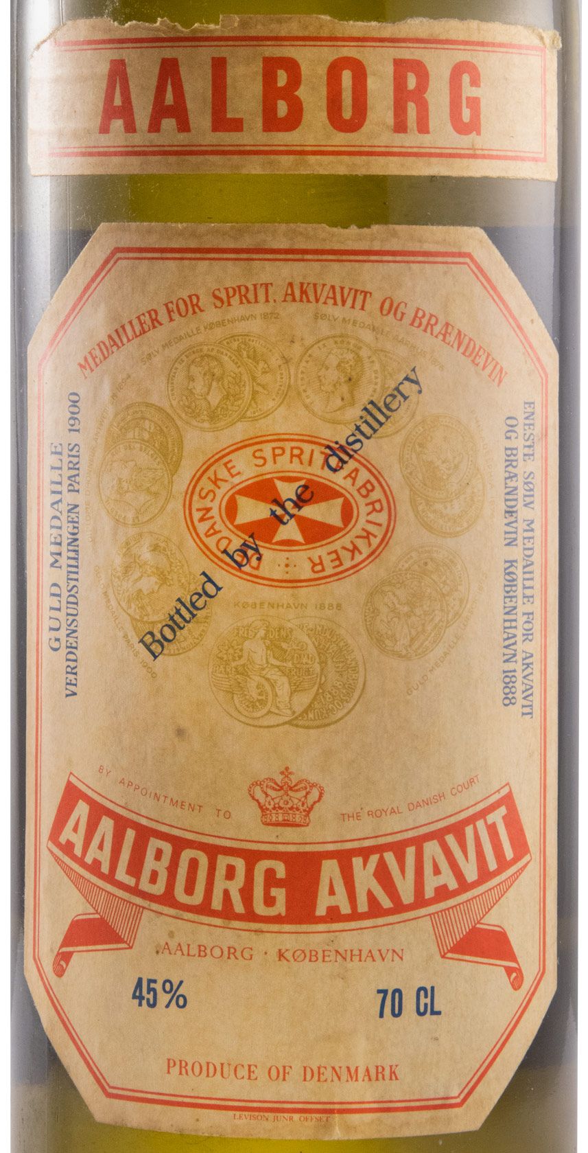 Aguardente Aalborg Akvavit Taffel (rótulo antigo)